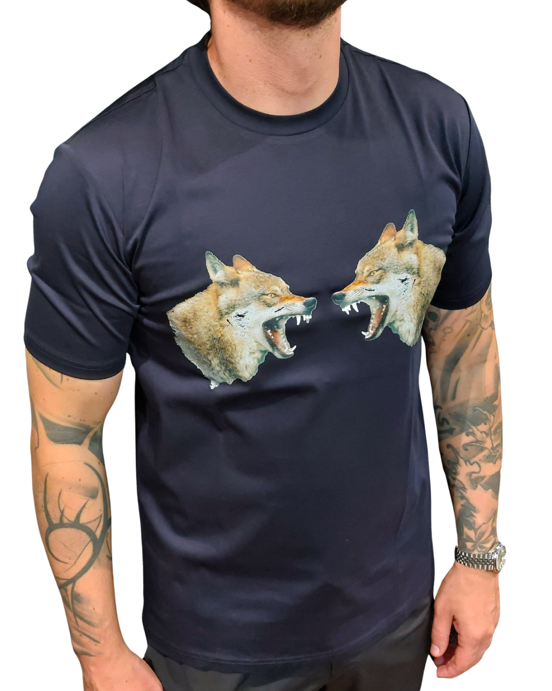 Mosquito Mercerized Wolves T-Shirt - Navy